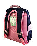 Шкільний рюкзак ортопедичний з пеналом для дівчинки 3, 4, 5 клас, місткий портфель до школи т.синій - св. рожевий, фото 6