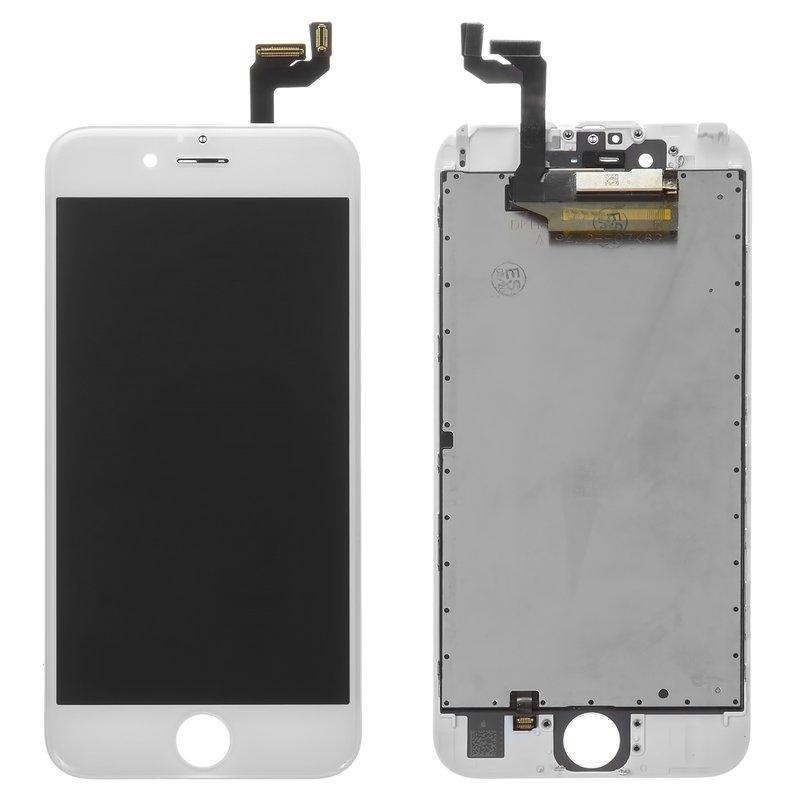 Дисплей для iPhone 6S, білий, з рамкою, Оригінал (переклеєне скло), фото 1