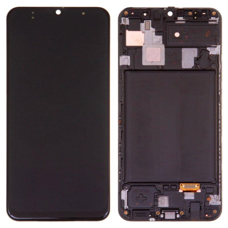 Дисплей для Samsung A305 Galaxy A30, чорний, з рамкою, Оригінал (переклеєне скло), фото 1
