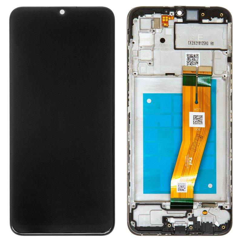 Дисплей для Samsung A025F/DS Galaxy A02s, чорний, з рамкою, Original (PRC), з жовтим шлейфом, (160,5x72 mm), фото 1