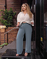 Женские фисташковые стильные брюки прямые 48