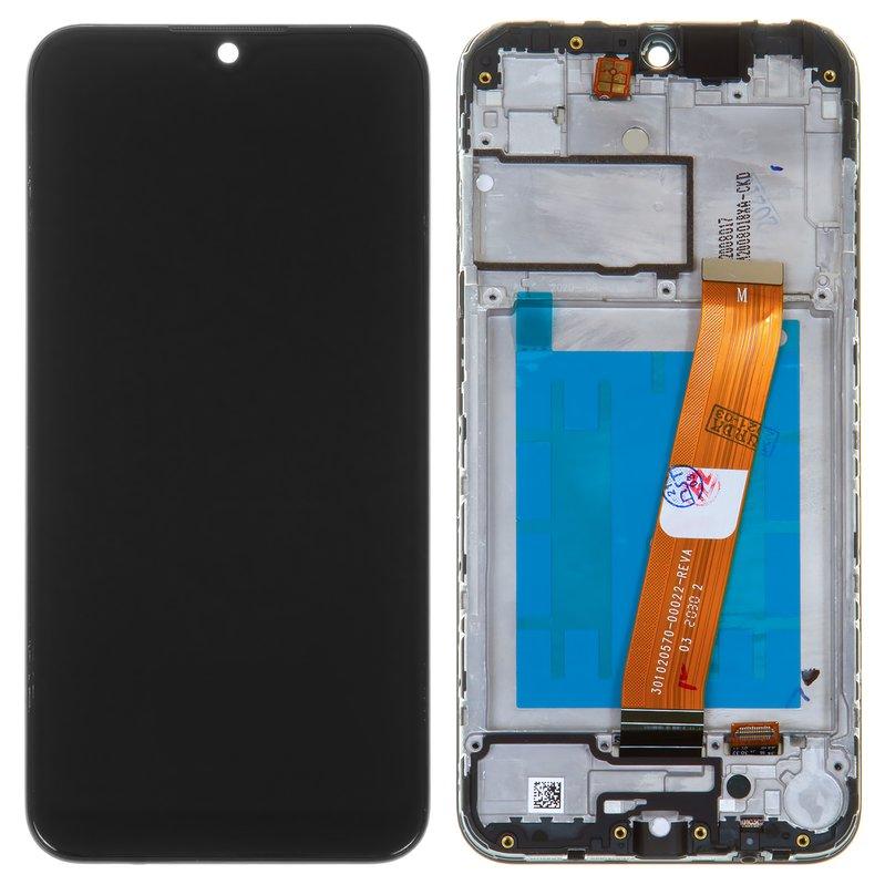 Дисплей для Samsung A015 Galaxy A01, A015M Galaxy A01, чорний, з рамкою, Оригінал (переклеєне скло), с, фото 1