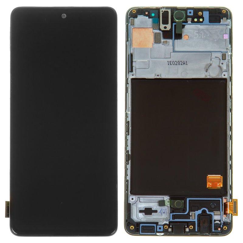 Дисплей для Samsung A515 Galaxy A51, чорний, з рамкою, Оригінал (переклеєне скло), фото 1