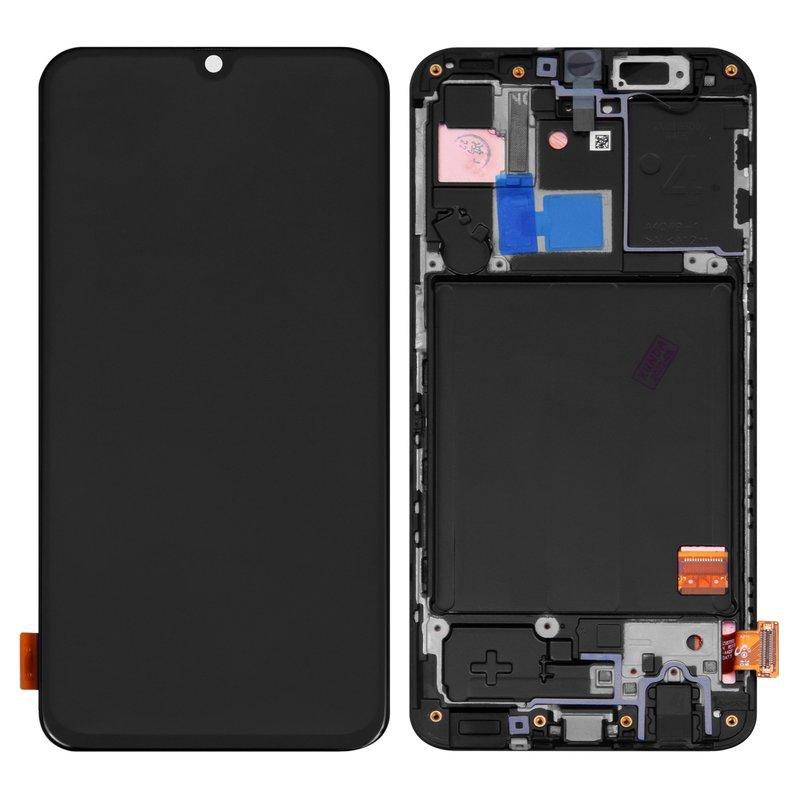 Дисплей для Samsung A405 Galaxy A40, чорний, з рамкою, Оригінал (переклеєне скло), фото 1