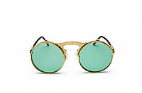 Винтажные очки Стимпанк солнцезащитные с двойными линзами зеленые (green)