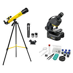 Набір мікроскоп і телескоп для дітей та підлітків National Geographic Junior Мікроскоп 40x-640x+Телескоп 50/600