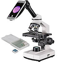 Оптический микроскоп школьный биологический Bresser Erudit BasicMono 40x-400x с адаптером для смартфона + кейс
