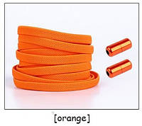 Шнурки эластичные без завязок ленивые резиновые на замочках фиксаторах плоские 5 - Помаранчеві