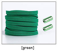Шнурки эластичные без завязок ленивые резиновые на замочках фиксаторах плоские 7 - Зелені