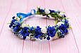 Вінок для волосся / віночок на голову під вишиванку з волошками синій 476 Об, фото 4