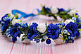 Вінок для волосся / віночок на голову під вишиванку з волошками синій 476 Об, фото 2