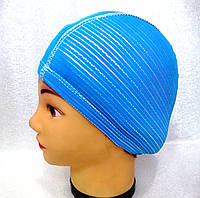 Детская шапочка для плавания тканевая (голубая)
