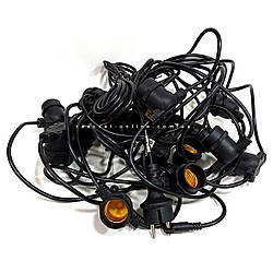 Вулична гірлянда Feron CL50-13 чорна 20*Е27 ІР65 (10м + 3м шнур з вилкою) белт-лайт зі стандартними патронами Е27