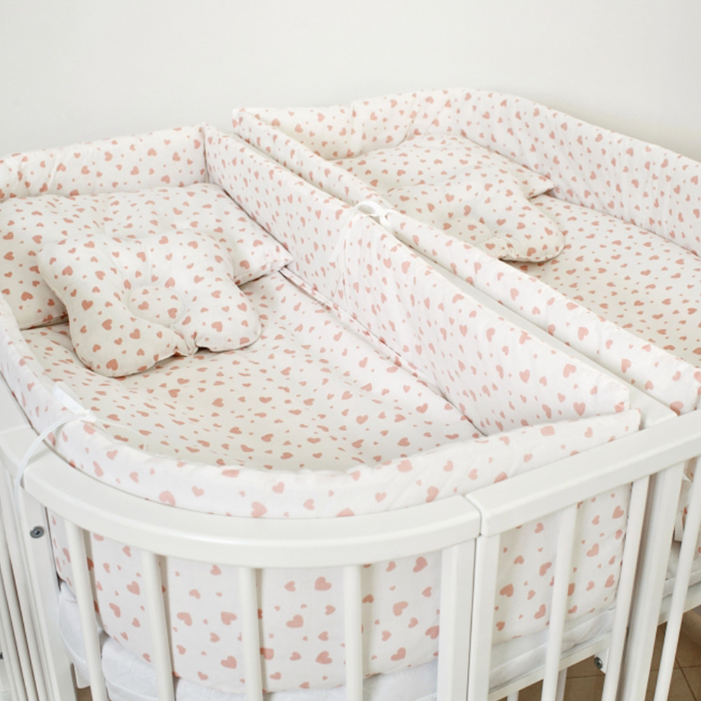 Постільний комплект для двійні 14 ялинків Twins 4000-T-401-15, Сердечка корал, кораловий, фото 1