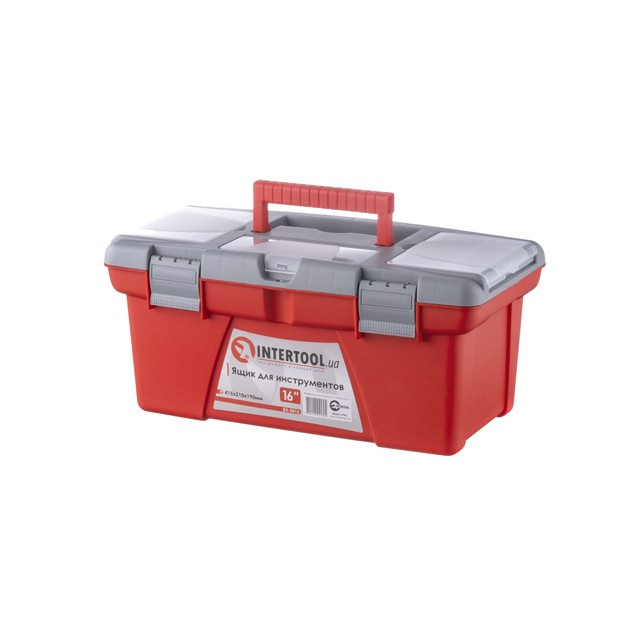 Ящик для інструмента 16" 415*210*190 мм INTERTOOL BX-0416, Компактний інструментальний ящик Інтертул