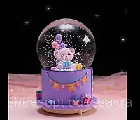 Музыкальный стеклянный шар Мишка подсветка