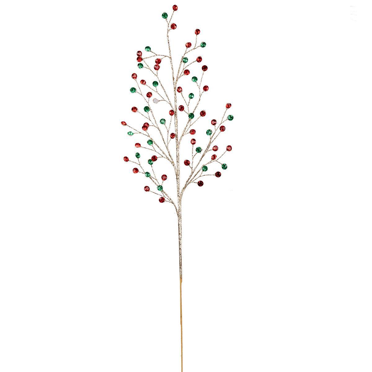 Гілка декоративна Yes! Fun з кристалами, 83 см, червона/зелена