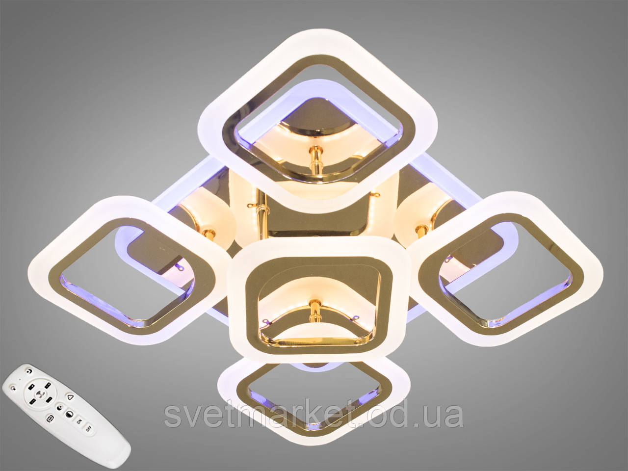 Стельова люстра з димером і кольоровою LED-підсвіткою AS8060/4+1G LED 3color dimmer, фото 1