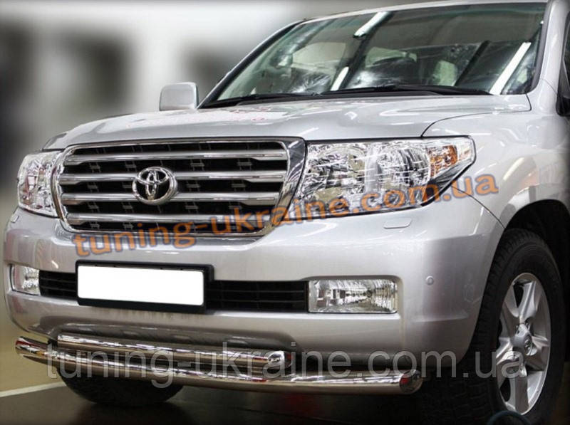 Защита переднего бампера труба двойная D60-42 на Toyota Land Cruiser 200 2007-2012 - фото 1 - id-p325687245