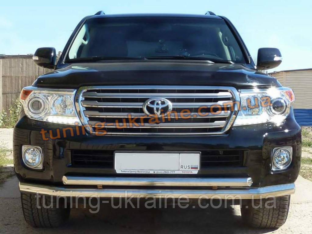 Защита переднего бампера труба двойная D60-42 на Toyota Land Cruiser 200 2007-2012 - фото 2 - id-p325687245