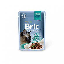 Корм вологий для котів Brit Premium Cat pouch Beef Fillets in Gravy філе яловичини в соусі, 85 г