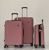 Комплект чемоданов Франция полипропилен на 4х колёсах (L M S) розовое золото | Snowball 20203