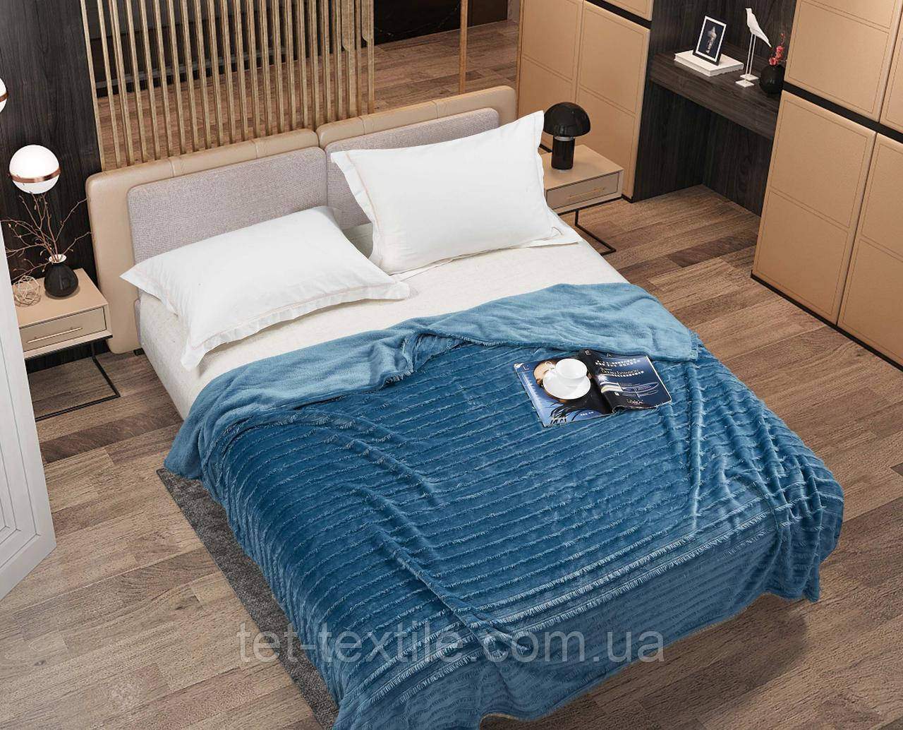 Плед з мікрофібри Велсофт Ворсинка бірюза 200х220 см