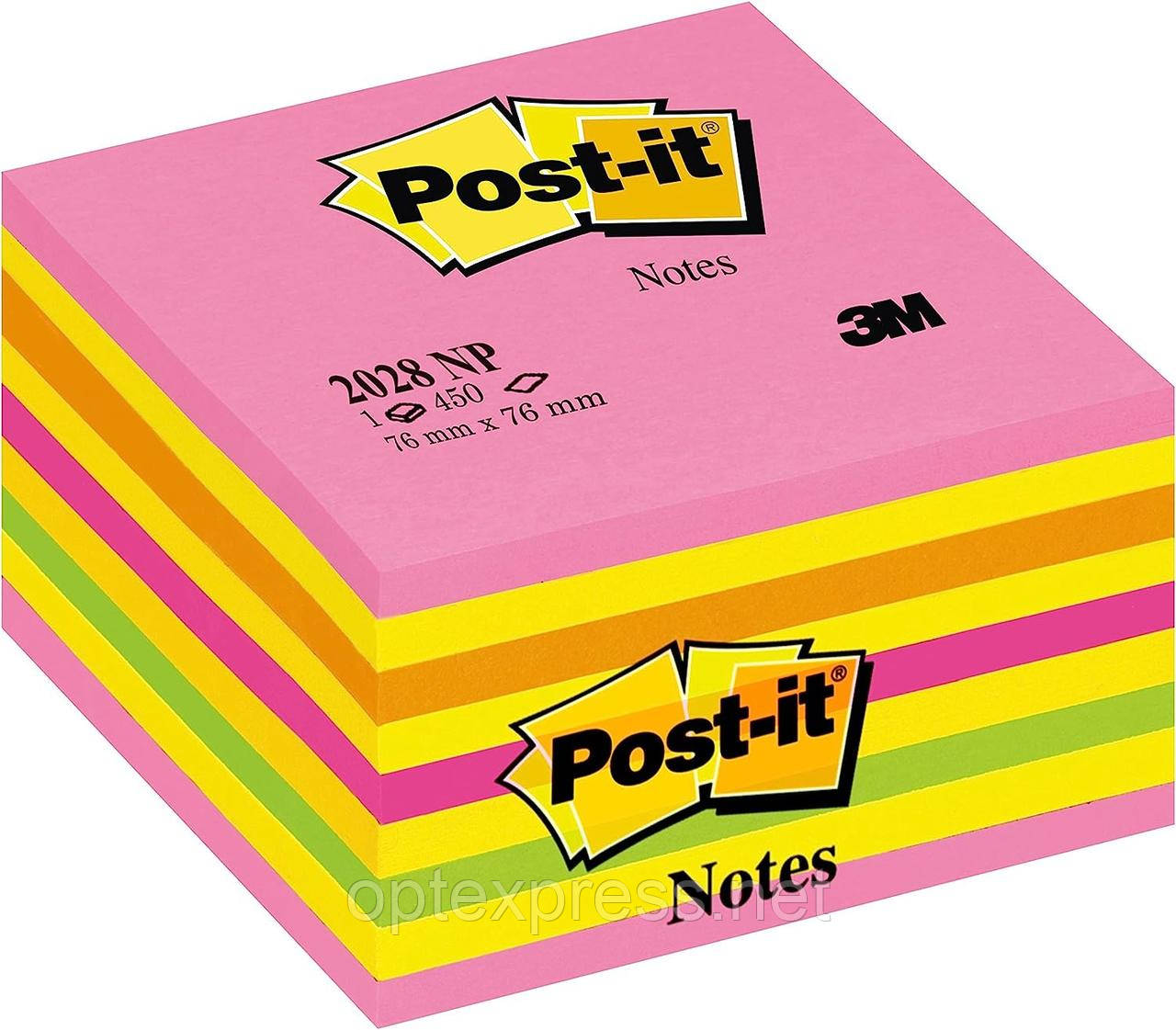 3М Post-It  2028 куб кольоровий неоновий 76х76 мм  450арк