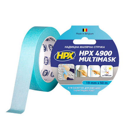 Стрічка малярна HPX 4900 MULTIMASK надміцна, 19 мм*50 м, (блакитна), фото 1