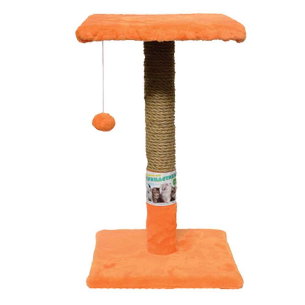 Драпак "Пухнастики" 30/30/50 см (джут) стовпчик з полицею на підставці, колір рудий (П-2), фото 1