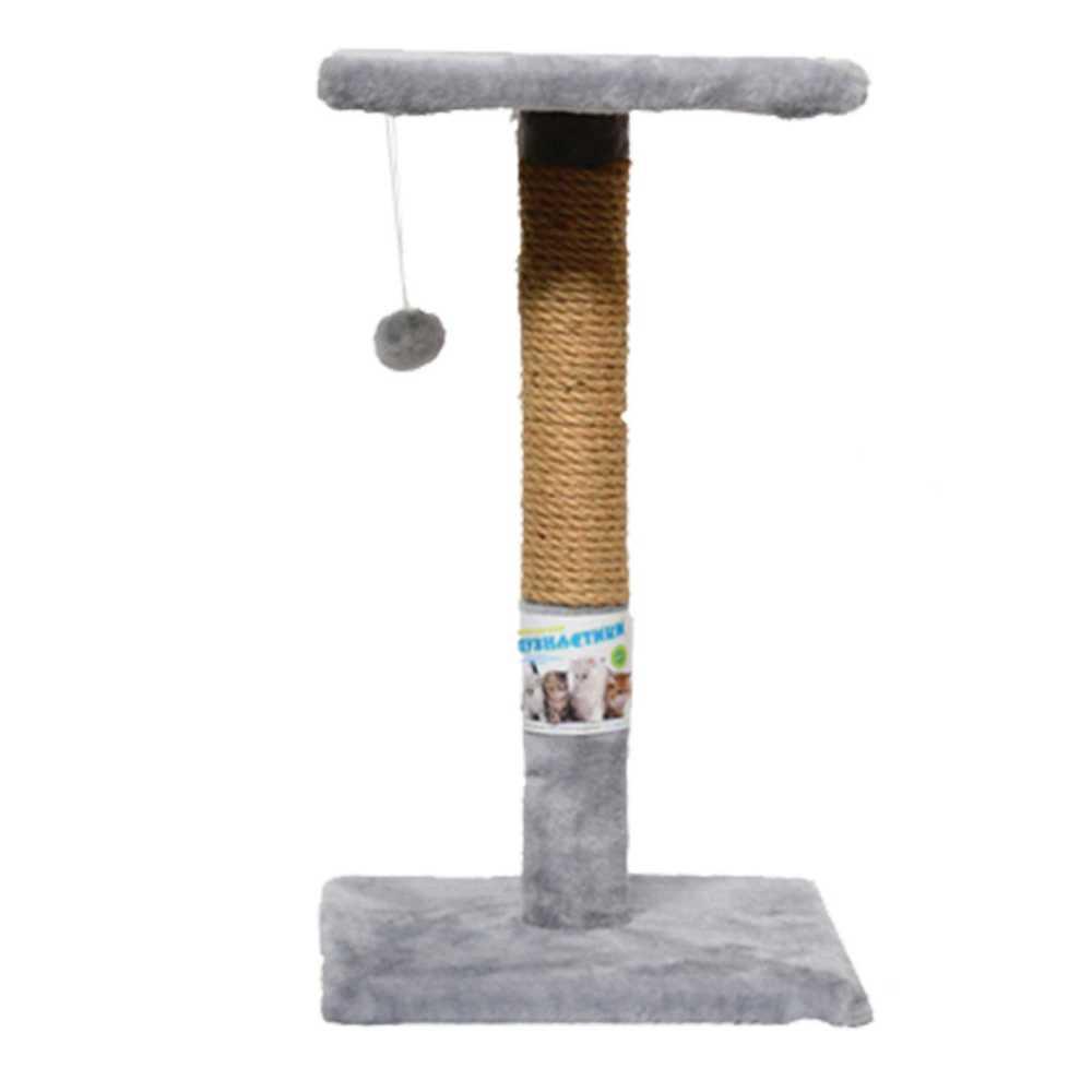 Драпак "Пухнастики" 30/30/50 см (джут) стовпчик з полицею на підставці, колір сірий (П-3), фото 1