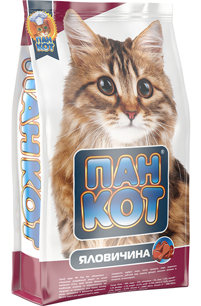 Пан Кот - Яловичина 10 кг, корм для котів на основі яловичиного м'яса, фото 1