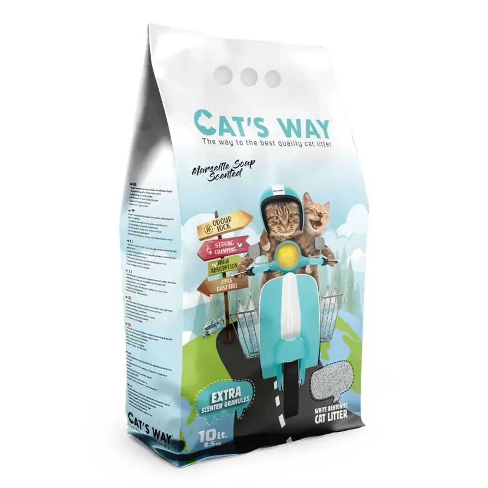 Бентонітовий наповнення для котів CAT'S WAY Марсельське мило + бірюзові гранули, 10л, фото 1