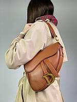 Женская сумка Кристиан Диор коричневая Christian Dior Saddle Brown Premium