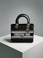 Женская сумка Кристиан Диор черная Christian Dior D-Lite Big Black Textile