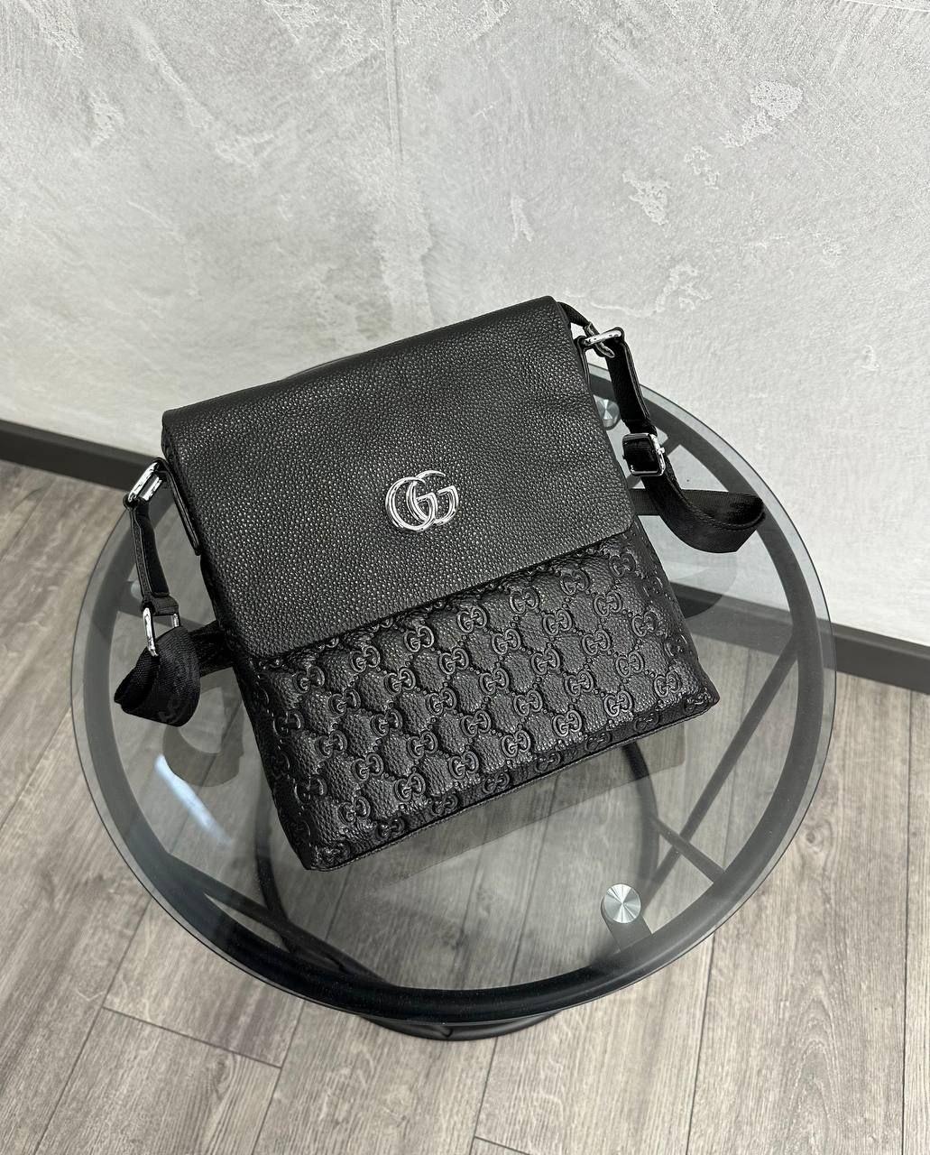 Сумка чоловіча через плече Gucci H3661 чорна