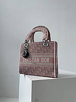 Женская сумка Кристиан Диор розовая Christian Dior Lady D-Lite Pink Total