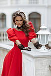 Сукня червона з об'ємними рукавами та вирізом на спині максі, фото 6