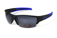 Окуляри поляризаційні BluWater Daytona-2 Polarized (gray) чорні в чорно-синій оправі