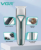 Професійна акумуляторна машинка тример для стрижки волосся VGR V-008 3 знімні насадки