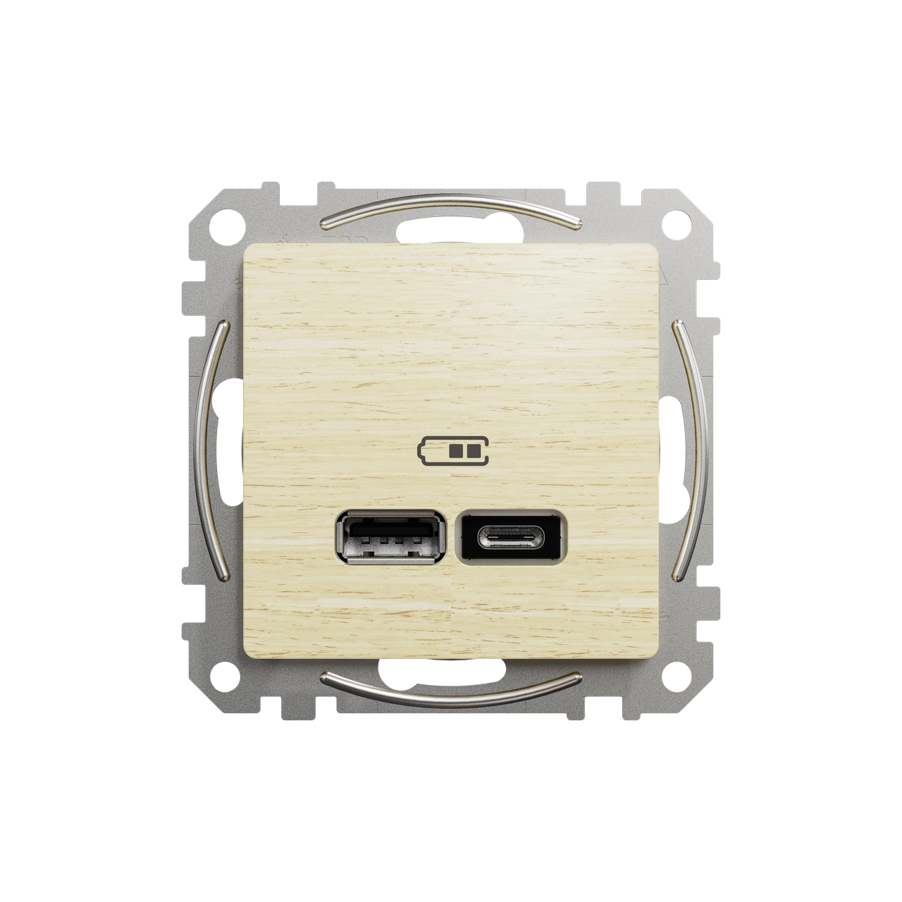 Подвійна USB-розетка типу А+С,Sedna Design & Elements, Береза ​​- імітація дерева, SDD180402 Schneider Electric