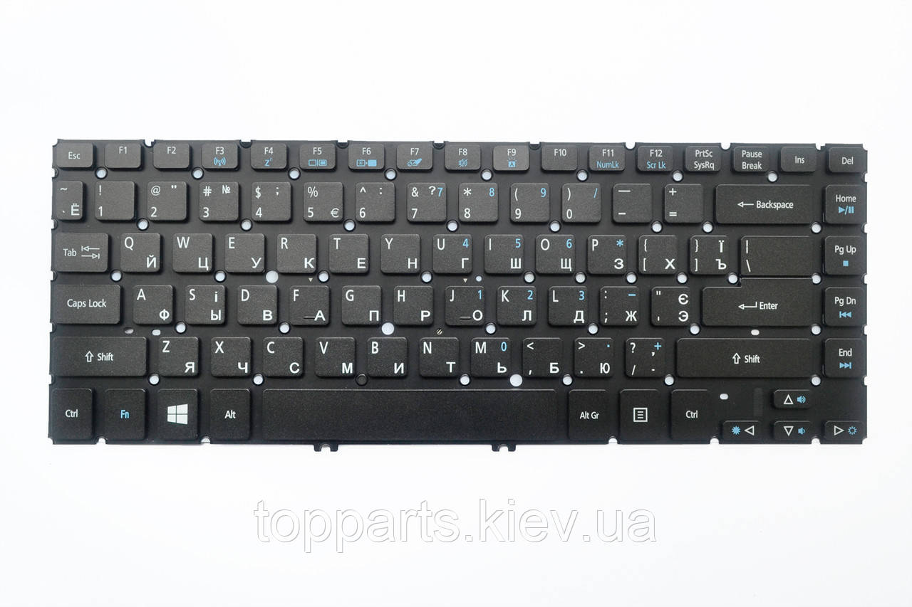 Клавіатура для ноутбука Acer Aspire V5-431 чорна з підсвіткою, без рамки UA/RU/US