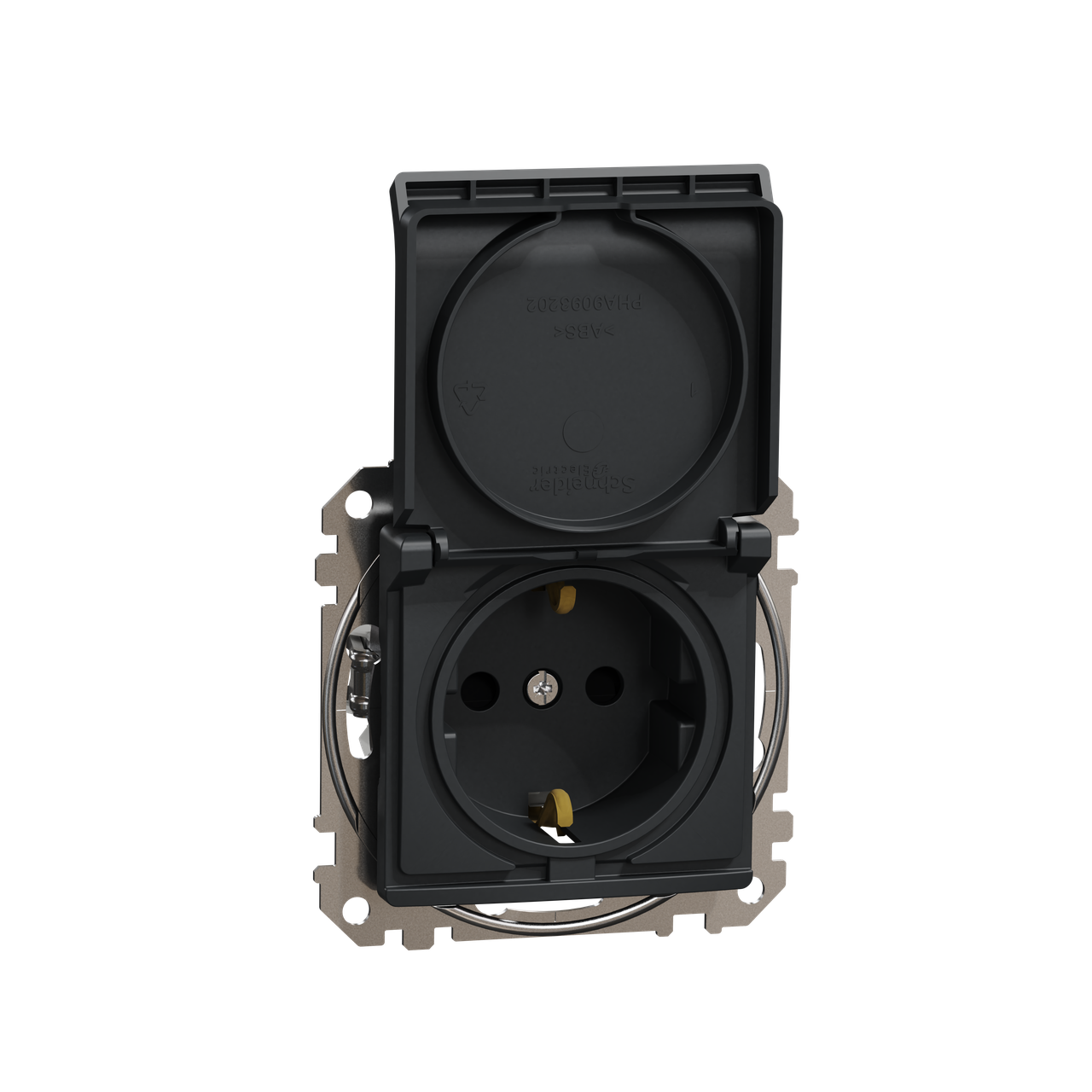 Розетка із заземленням, зі шторками та кришкою Чорний Sedna Design Schneider Electric SDD114024