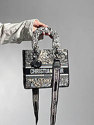 Жіноча сумка Крістіан Діор сіра Christian Dior Lady D-Lite Earth