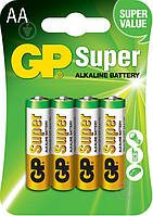 Батарейка GP Super Alkaline AA (LR6) 1,5V пальчиковая (бл-4 шт)