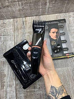 Машинка бездротова для стрижки волосся та бороди 6в1 бритва триммер ROZIA Pro + Щітка для чищення