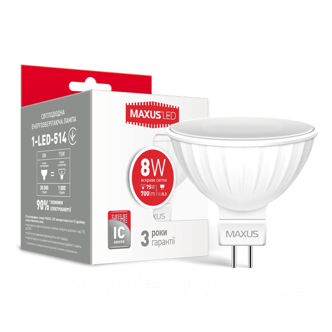 LED лампа MAXUS MR16 7W яркий свет 220V GU5.3 (1-LED-514) (NEW)