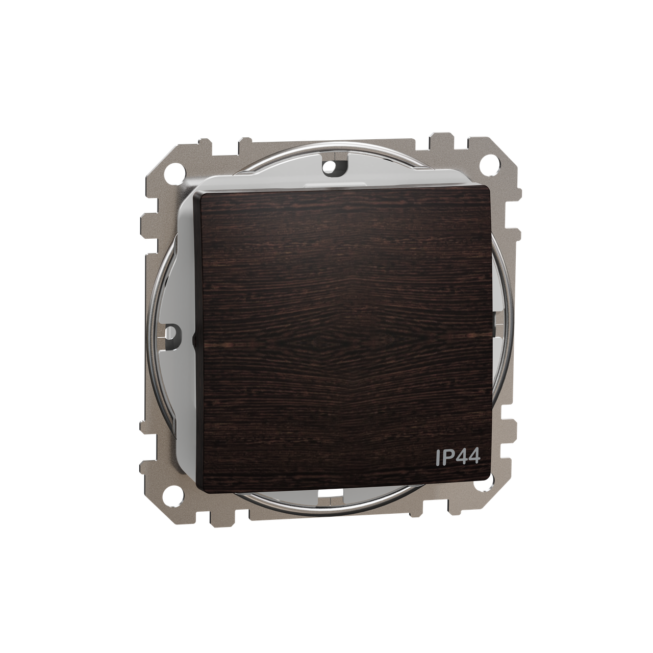 Перемикач одноклавішний, Sedna Design & Element із захистом IP44, Венге - імітація дерева, SDD281106,