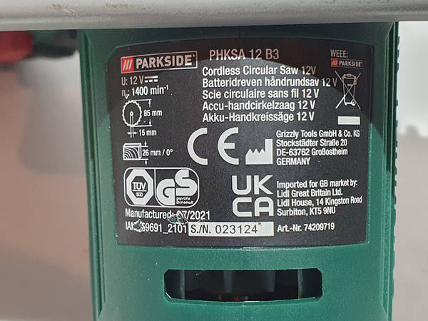 PARKSIDE® Scie circulaire sans fil PHKSA 20 Li B3, 20 V