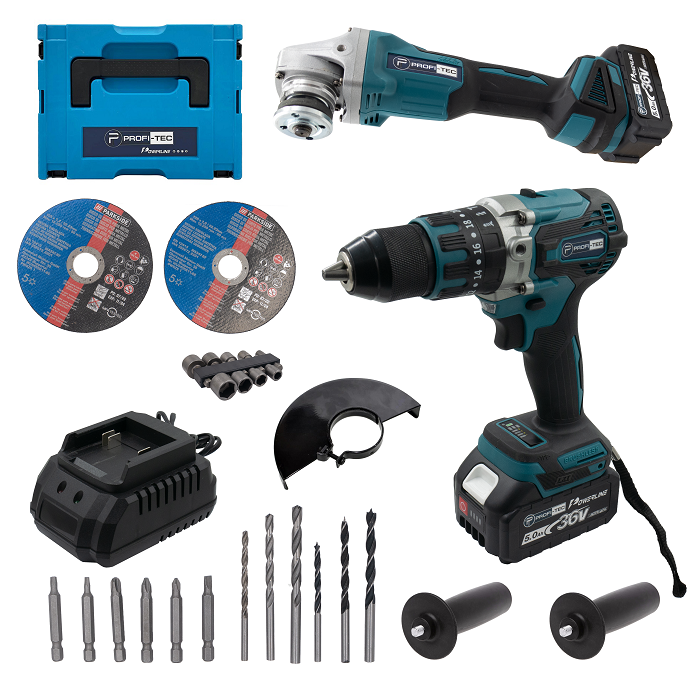 Акумуляторний безщітковий набір 2 в 1 болгарка + шуруповерт Makita DGA504BL+ DHP485BL (2Акум х 5.0 А·год, зар.)